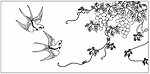燕子葡萄线描图