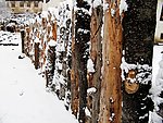木柱与雪 木围栏