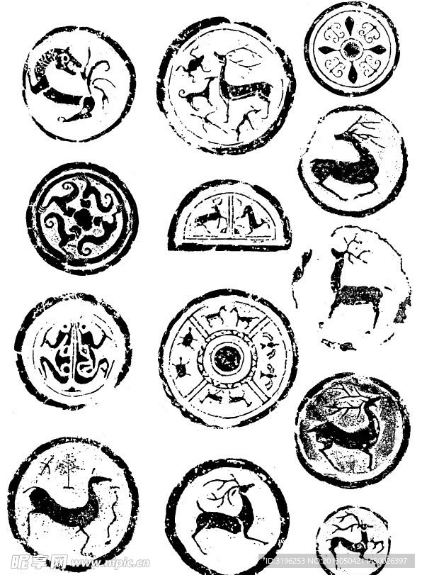 矢量古代动物图案