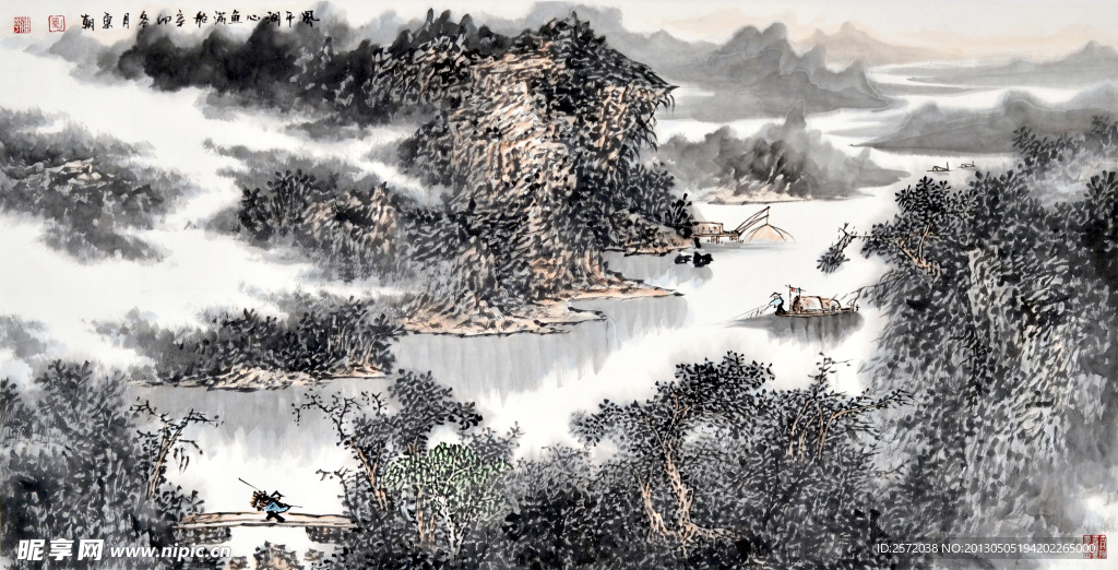 风平湖心鱼满船