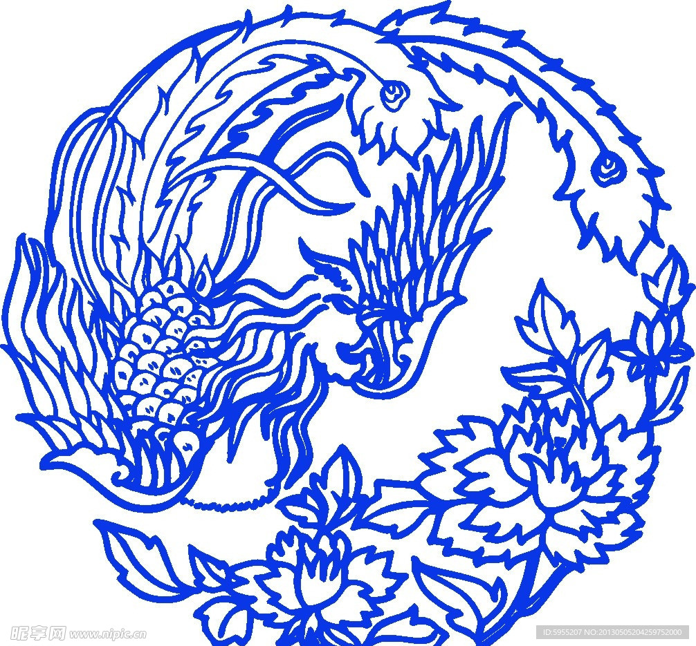 青花瓷图案 凤纹
