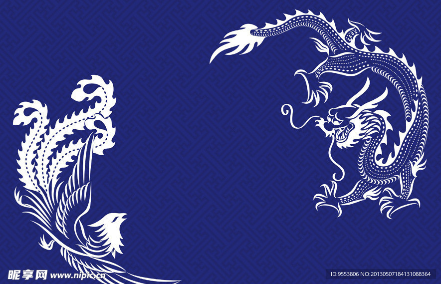 白描龙凤
