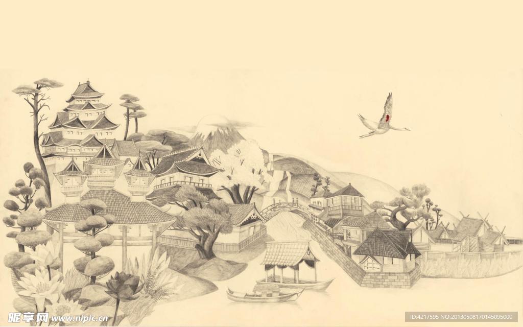 素描建筑插画