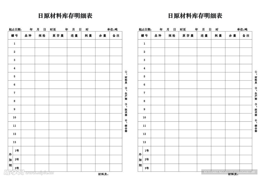 日原材料库存明细表