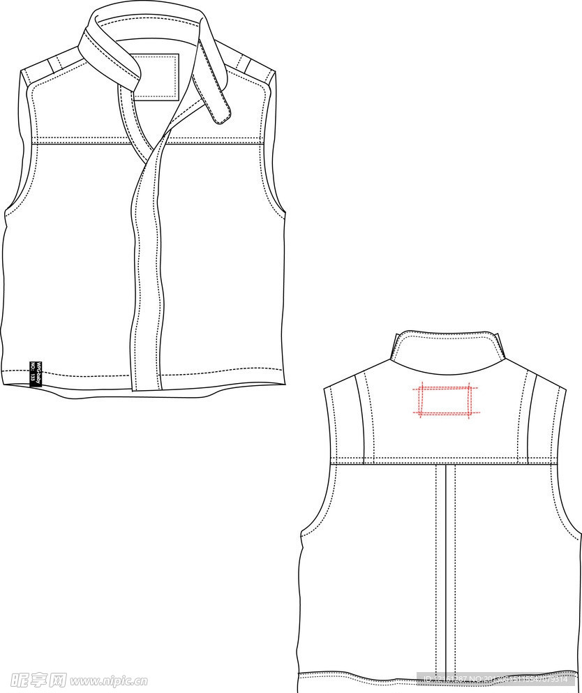 服装休闲马甲原型矢量