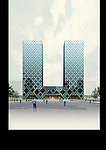 阴天公共建筑效果图