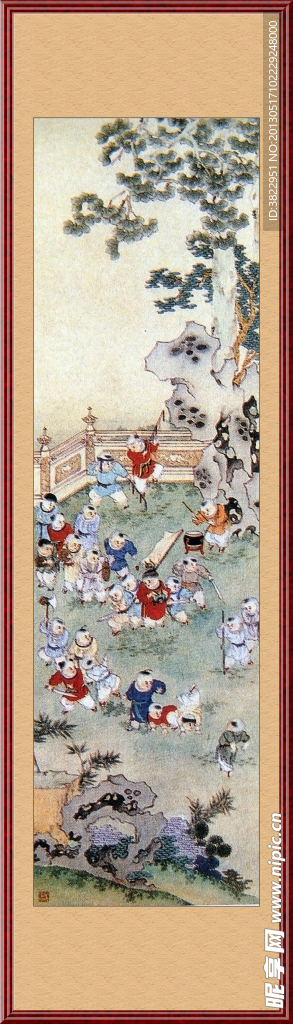 百子图 工笔画