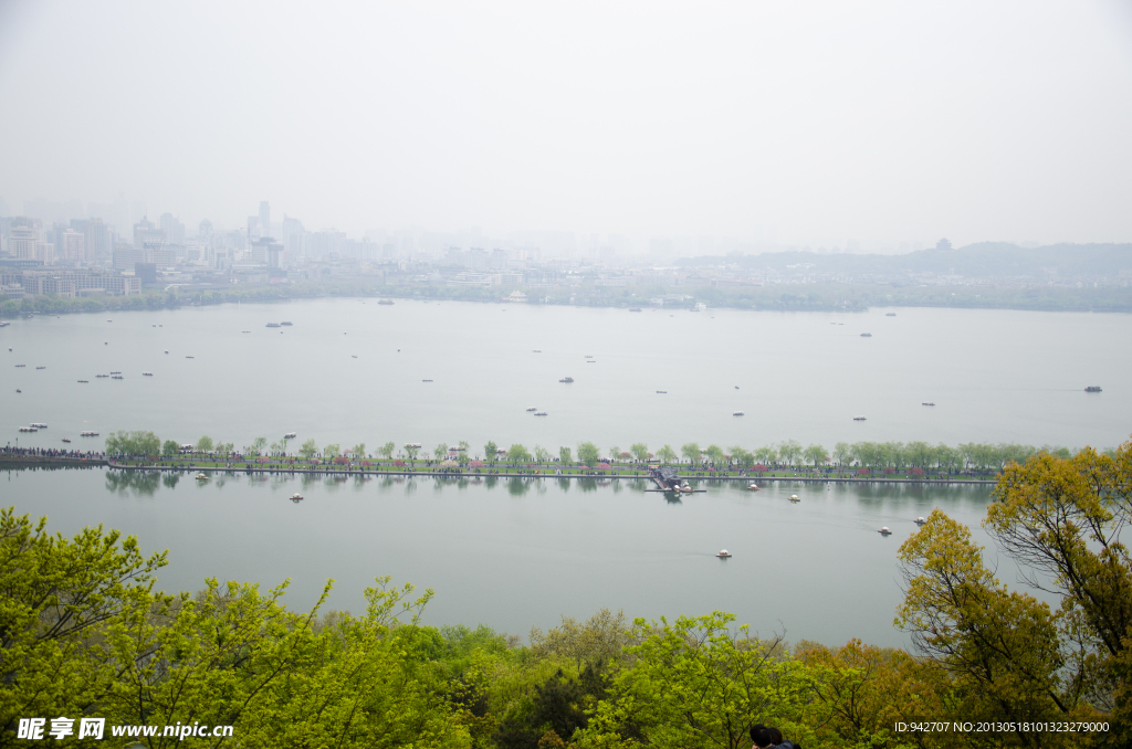 鸟瞰西湖风景