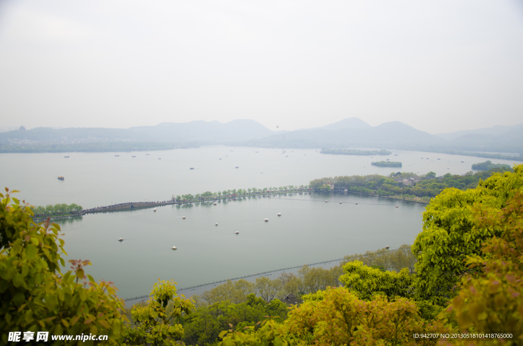 鸟瞰西湖风景