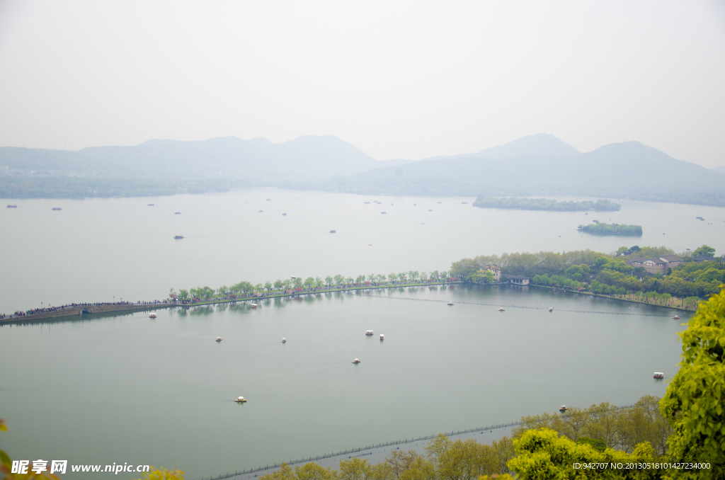 鸟瞰西湖风景