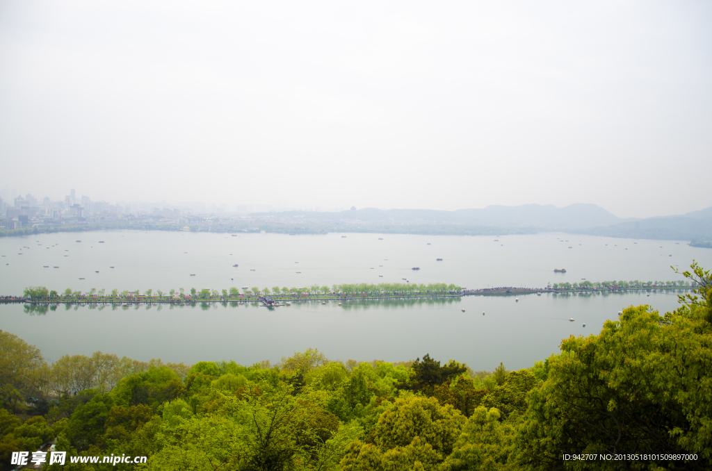 鸟瞰西湖风景