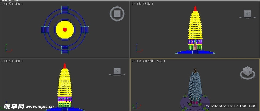 八角十六檐砖塔模型