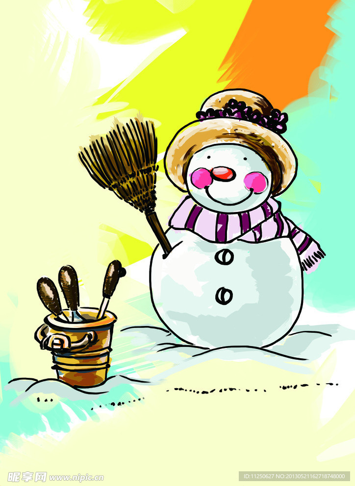 手绘雪人