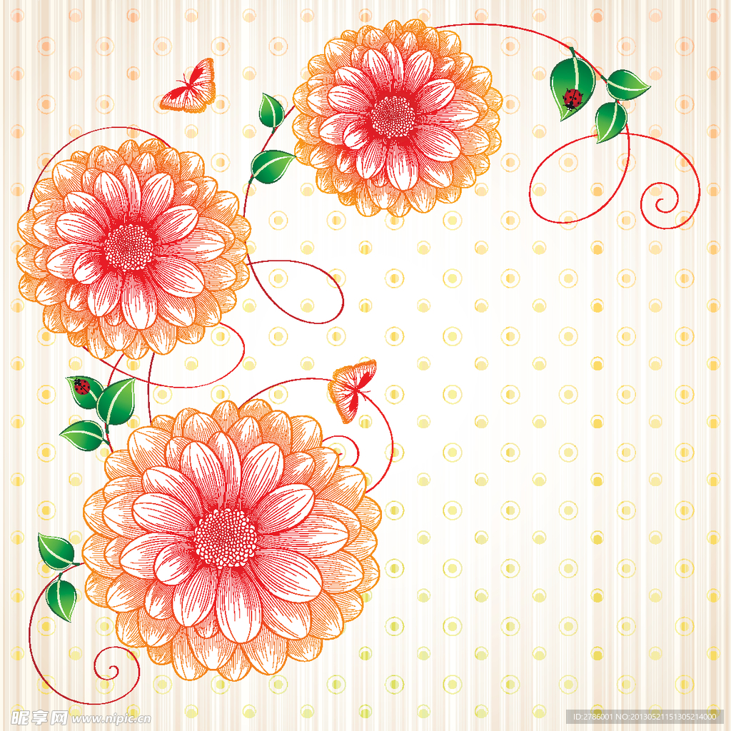手绘花纹花朵 大丽花