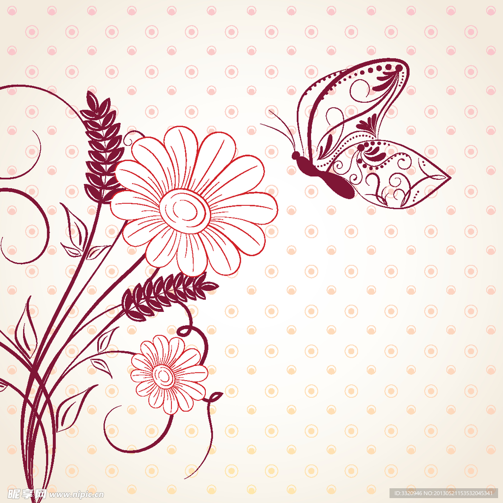 手绘花卉花纹