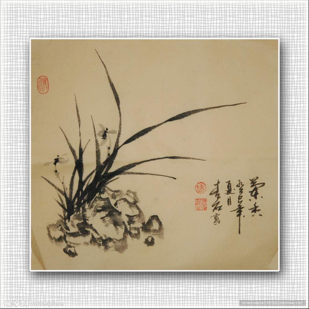 青石 国画 兰花