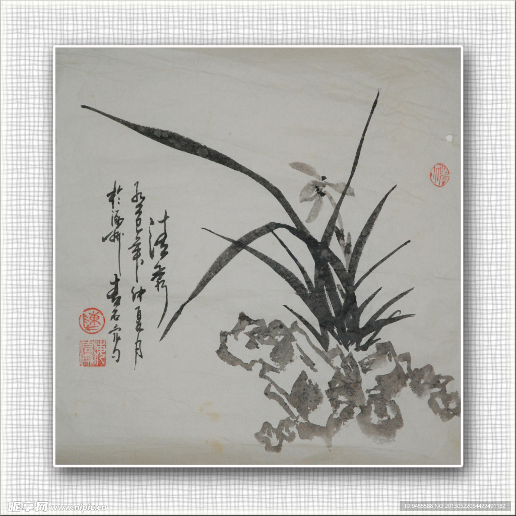 青石 国画 兰花