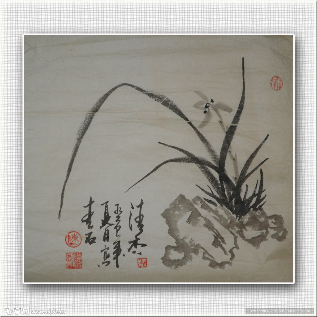 青石 国画 兰花