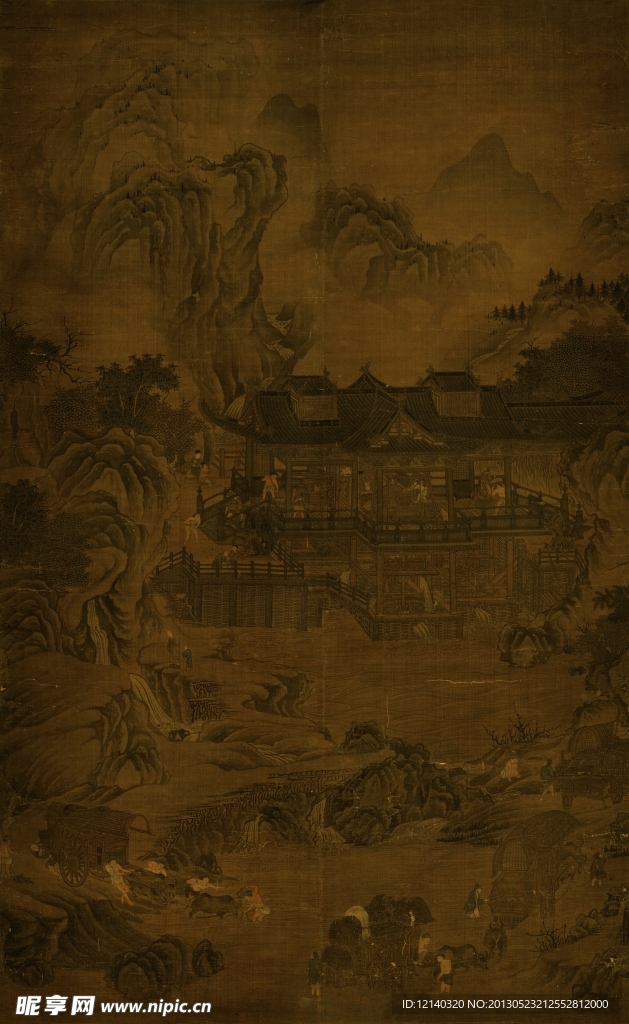 山溪水磨图