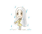 雨中的人 Q版插画