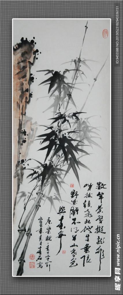 青石国画竹子