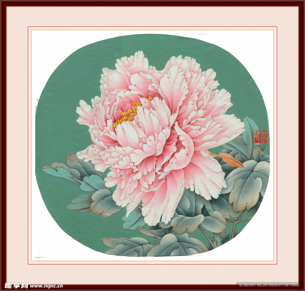 工笔画牡丹
