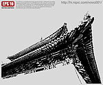 中国古建筑矢量剪影