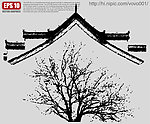 徽派建筑矢量剪影