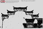 徽派建筑矢量剪影