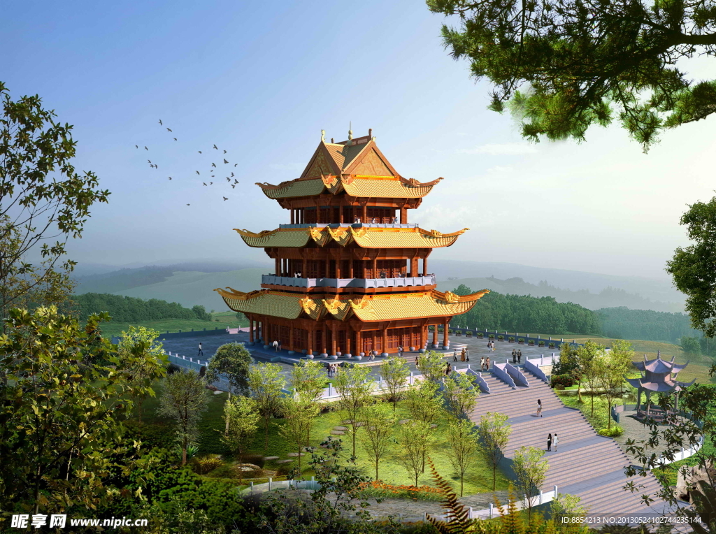 古建阁楼效果图