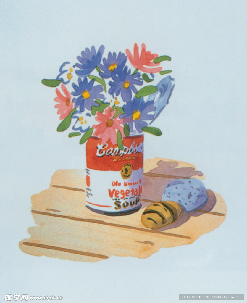 插画 插花