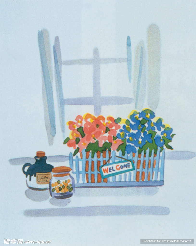 插画 花丛