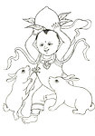 手绘童子兔子