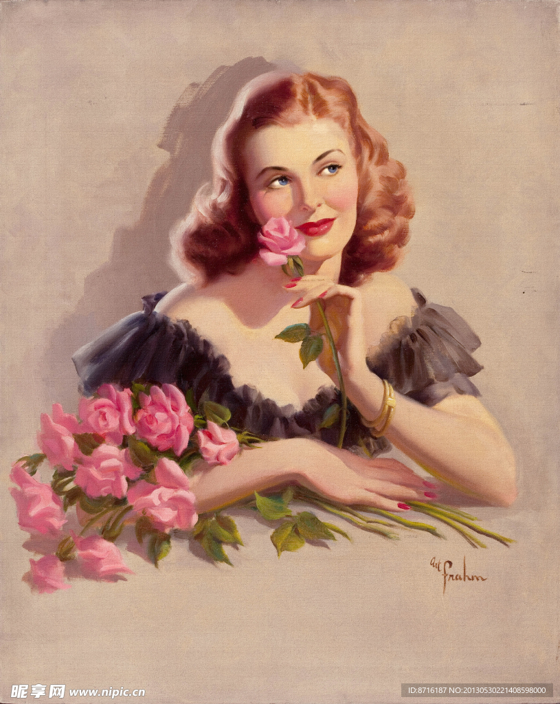 复古欧美美女插画