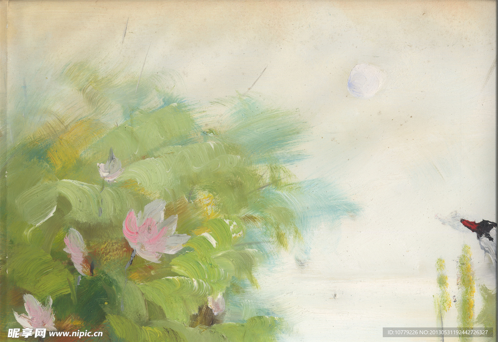 荷 油画