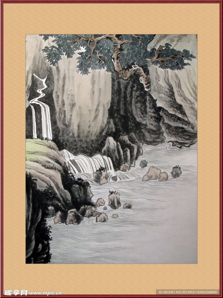 山水画深山小溪