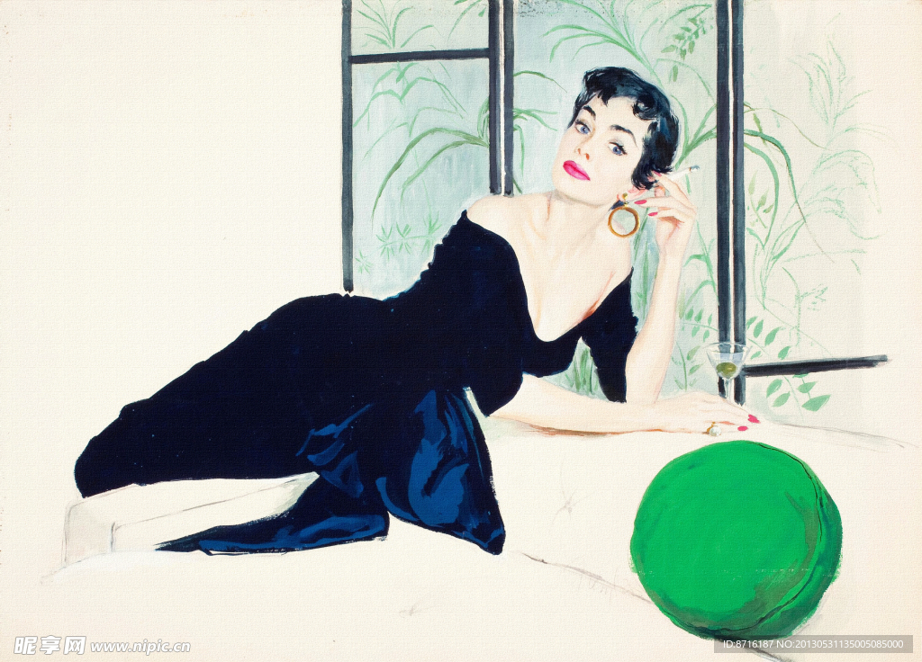 复古欧美美女插画