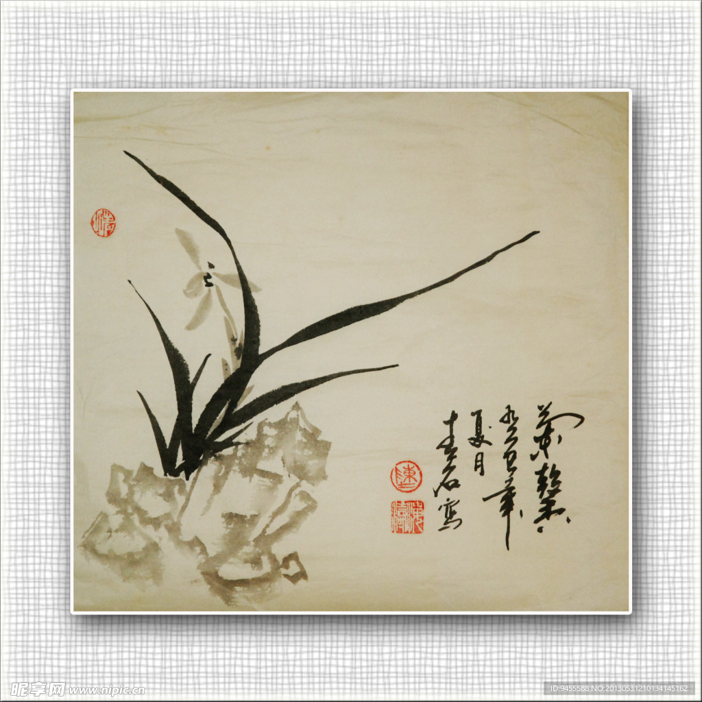 青石国画兰花