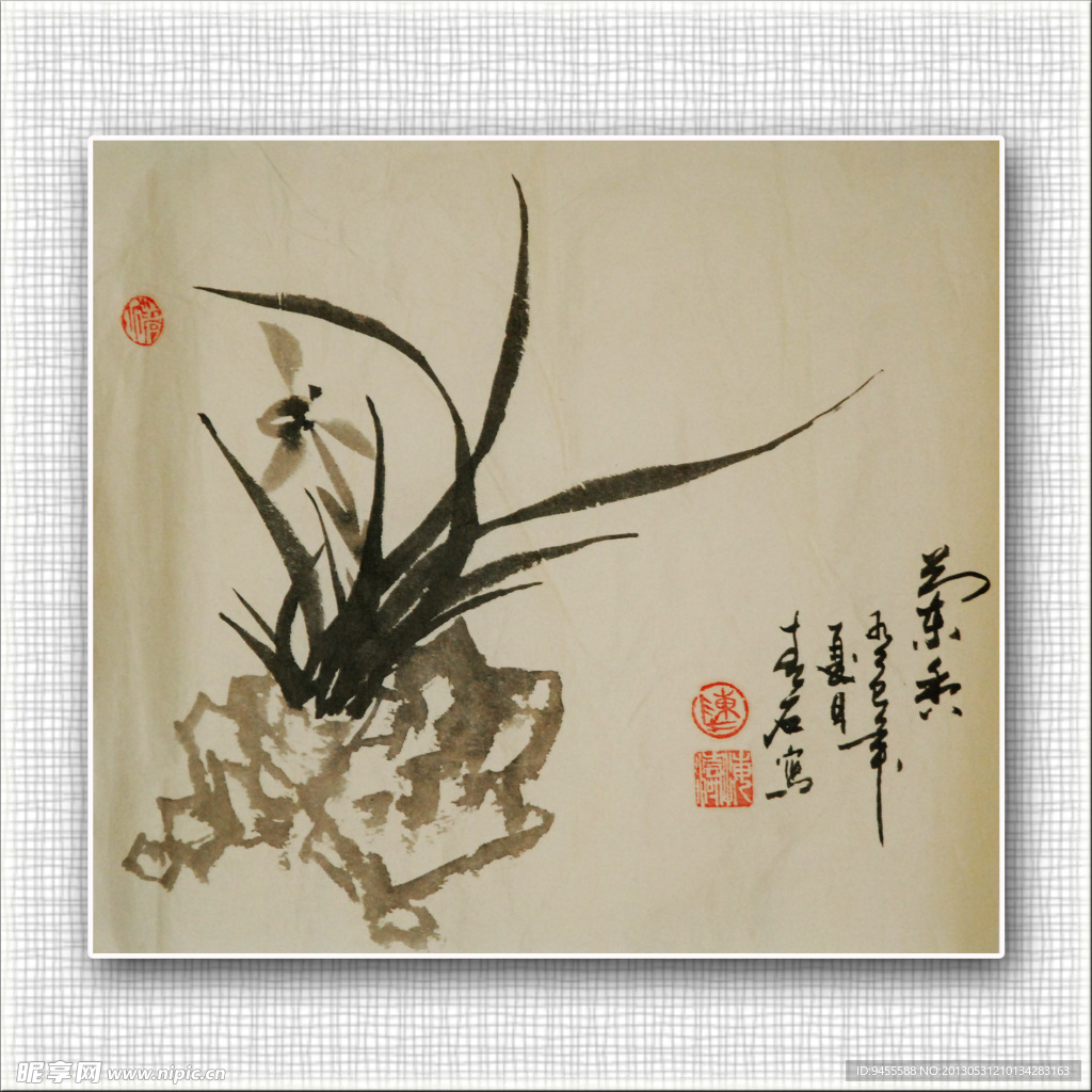 青石国画兰花