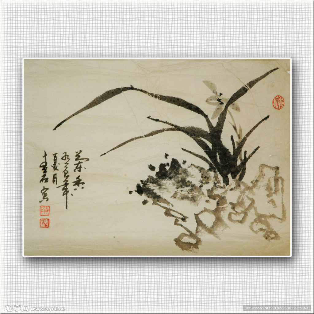 青石国画兰花