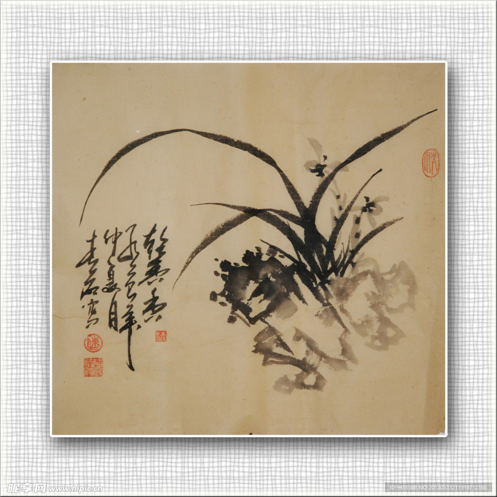 青石国画兰花