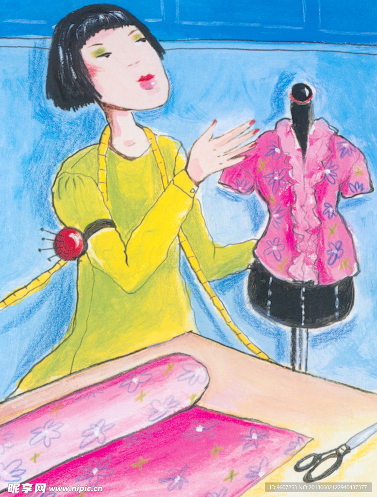 插画 裁缝
