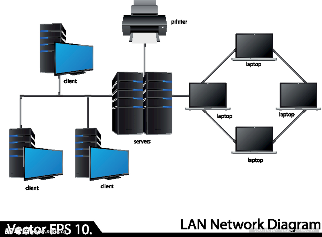 LAN网络图矢量