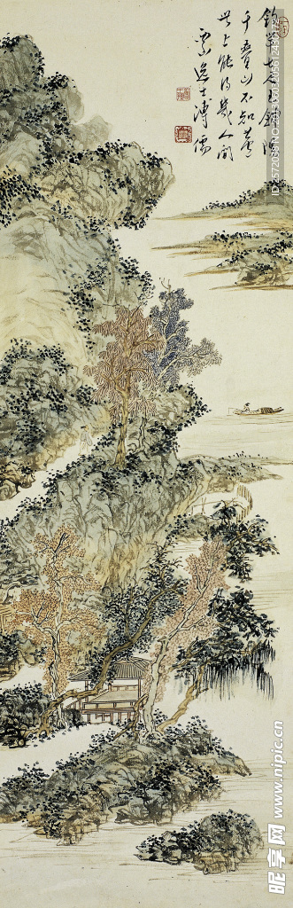 溪山钓艇图