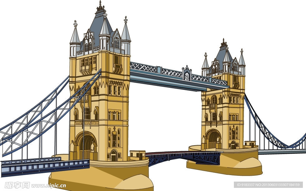 伦敦桥手绘矢量图