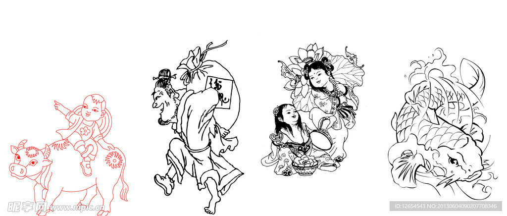 古图人物线描