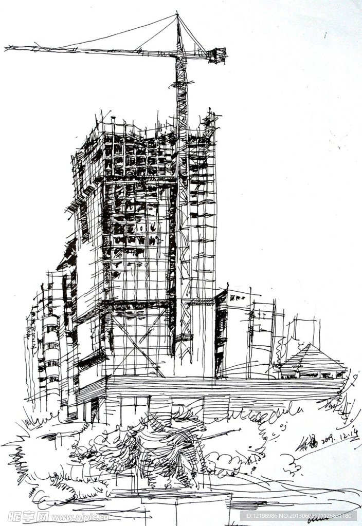 建筑物线稿