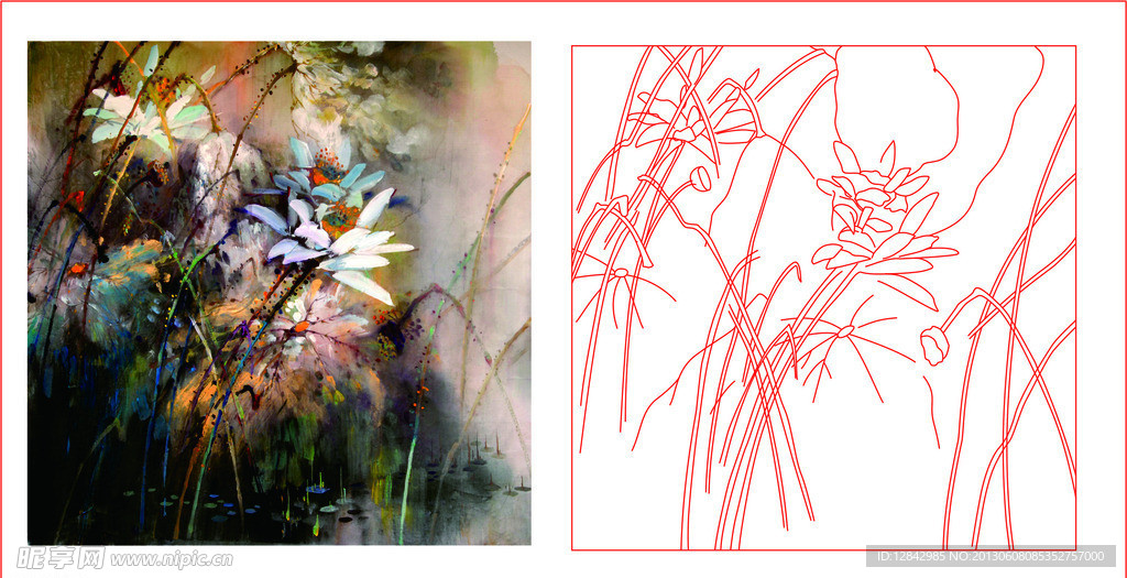 荷花 水墨画