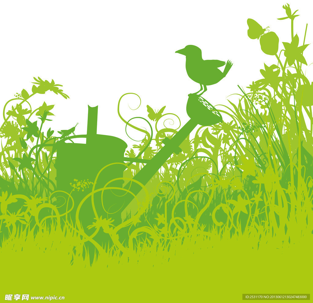 绿色花纹 春天海报