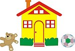 幼儿画 足球和房子